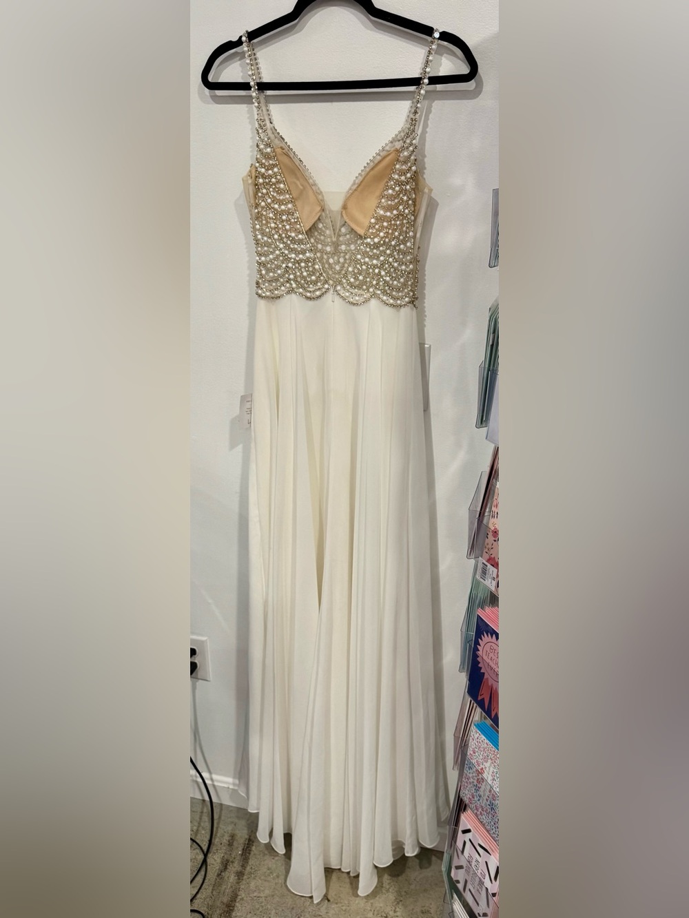 Lulu's Ivory Maxi Dress with Pearl-Beaded Bodice - Picture 2 of 2